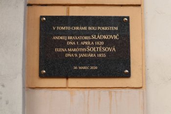 Andrej Sládkovič na tabuli ev. a.v. kostola